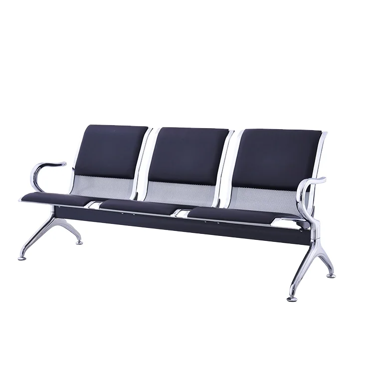 Modern Design Steel Armrests PU Cushions Factory-Price Stock Waiting Chair For Airport Hospital Public Lounge School-YA-J19C