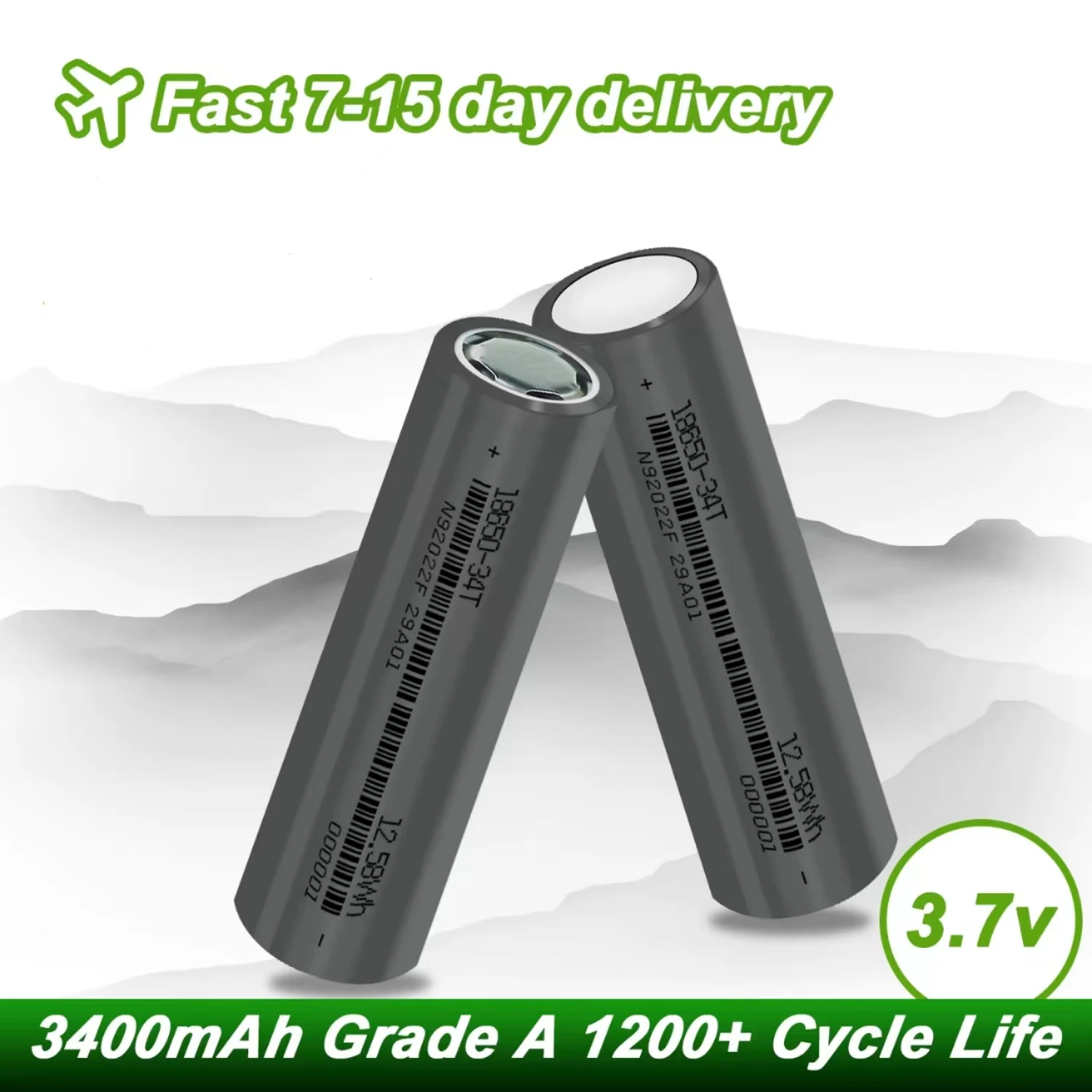 

New 18650 3400mAh Lithium-Ion Rechargeable Battery Grade A 1200+ Cycle Life for Power Bank Torch Bicycle No Tax&Vat