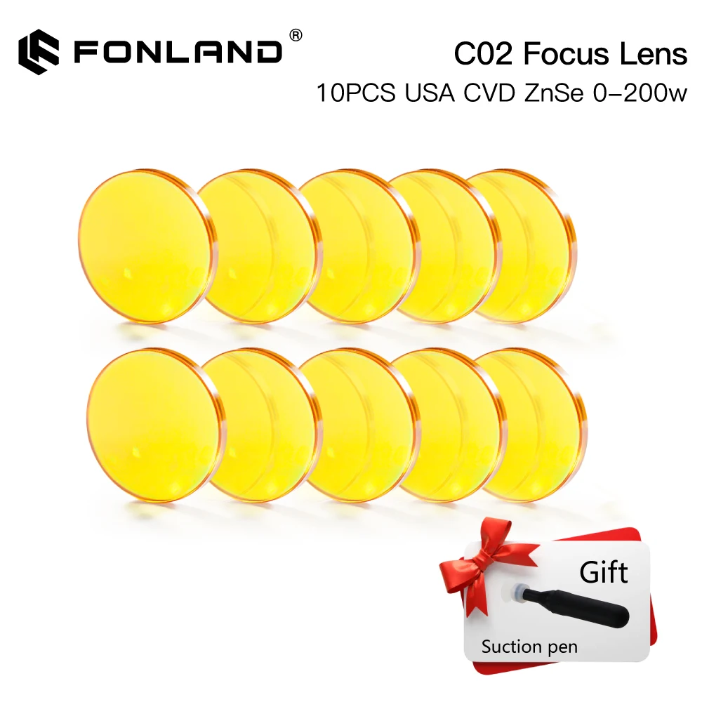 Fonland Focus Lens 3/5/10PCS USA CVD Focus Lens ZnSe DIA.20mm FL50.8/63.5 for 0-200W CO2 Laser Engraving Cutting Machine