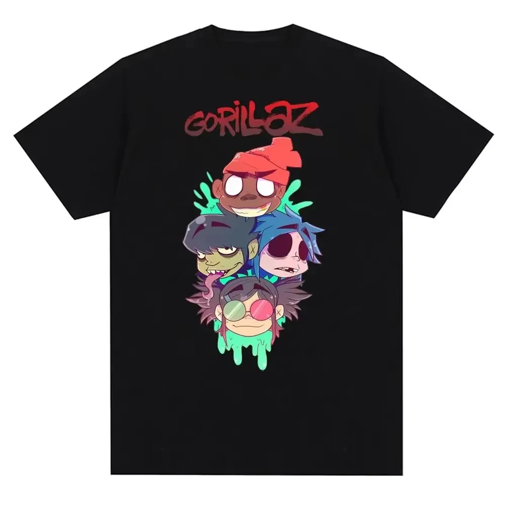 2026 New Cool Hot Music Band Gorillazs Punk Rock Print T Shirt 90s Casual Fashion Short Sleeve Plus Size T Shirt Unise
