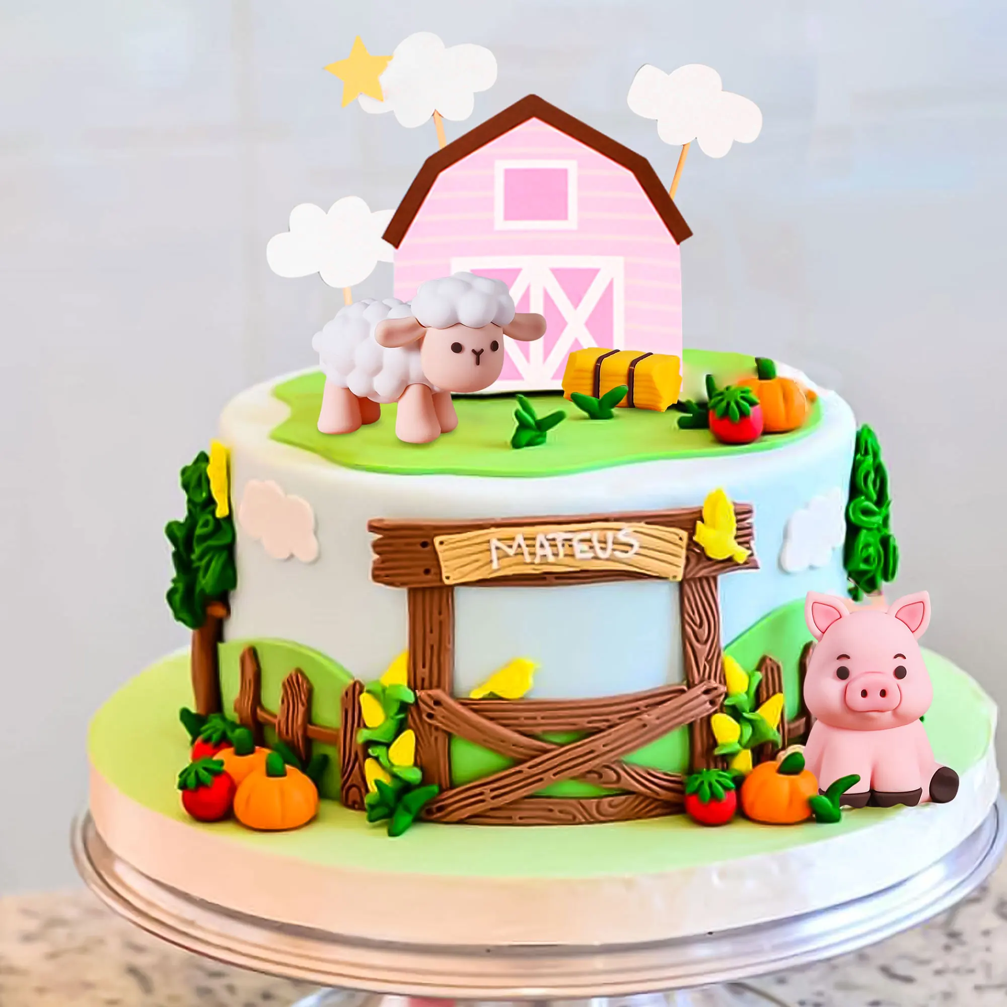 Decoraciones de cumpleaños de granja LaVenty, decoraciones de cumpleaños de granja, decoraciones de cumpleaños de granja, adornos de animales para pastel de pollo, cerdo y vaca