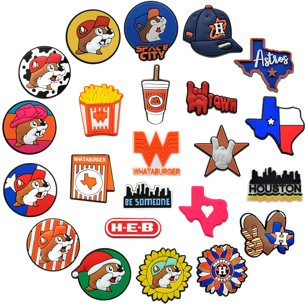 26 Uds. Accesorios de colgantes para zapatos de patatas fritas de Texas, sandalias de zuecos de PVC, decoraciones para zapatos, hebilla, regalos de Navidad para fiesta infantil Unisex