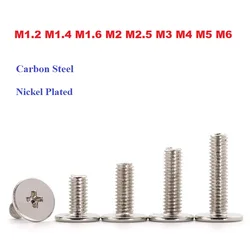 M1.2 M1.4 M1.6 M2 M2.5 M3 M4 M5 M6 Nickel Plated Cross Ultra Thin Flat Wafer Head Bolt Laptop Screws