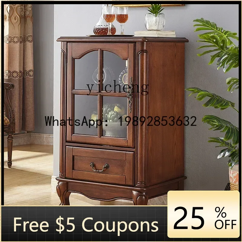 

CC Solid Wood Wall-Mounted Cabinet Living Room TV Side Small Retro Storage Cabinet home decoration accessories
