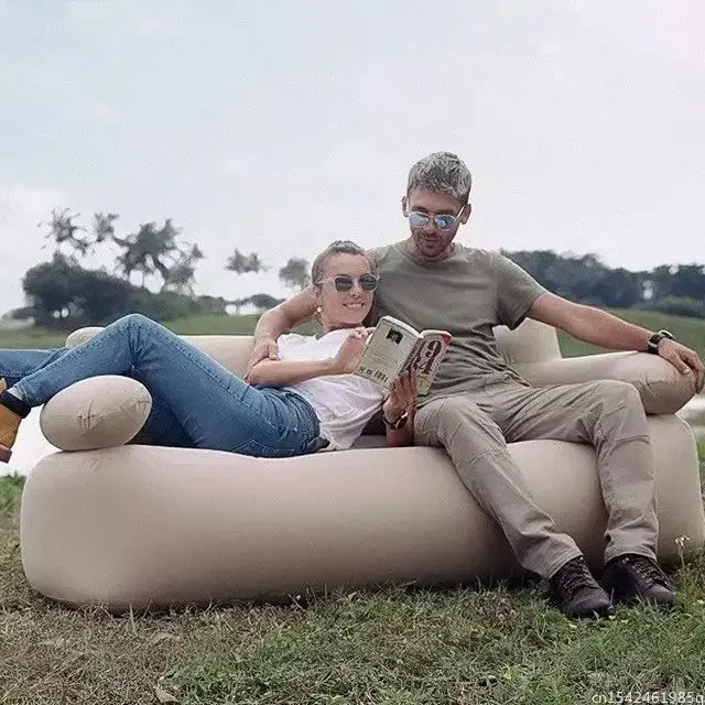 NEW Outdoor Inflatable Sofa Air Pump Double Camping Lazy Inflatable Sofa Chair High Load-bearing Portable Air Mattress
