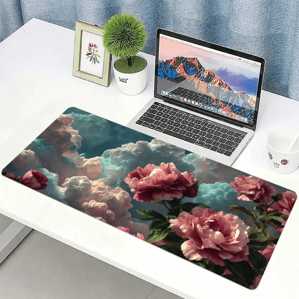 Romantic style floral cloud pattern, non-slip base, computer mouse pad, gaming equipment office desk pad workstation decoration.