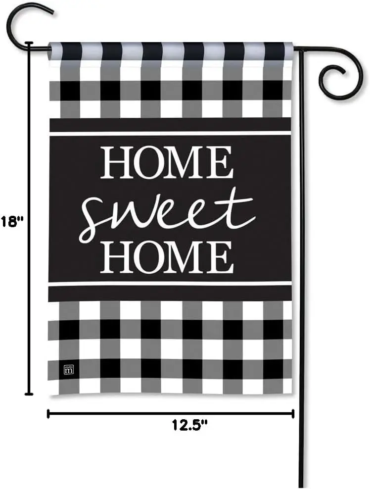 Breeze Art Studio M Home Sweet Home Black & White Check Garden Flag 31790 IIE DDI GGX