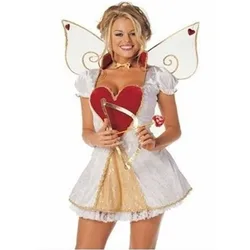 Women Cosplay Cupid Costume Love Gods Fancy Dress with Wings Red Heart Anime Movie Role Play Costumes Halloween Party Clothing