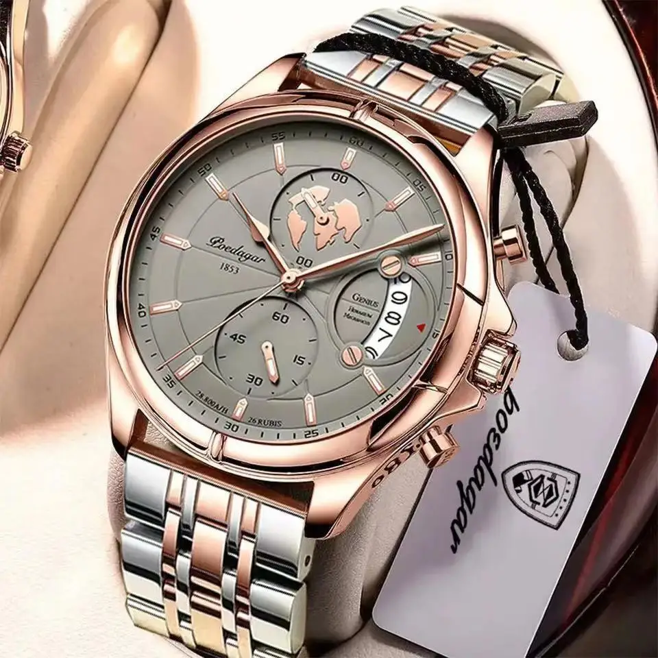 POEDAGAR Top Luxury Brand Casual Men Watch Chronograph Waterproof Date Full Steel Quartz Men's Watch Business Relogio Masculino