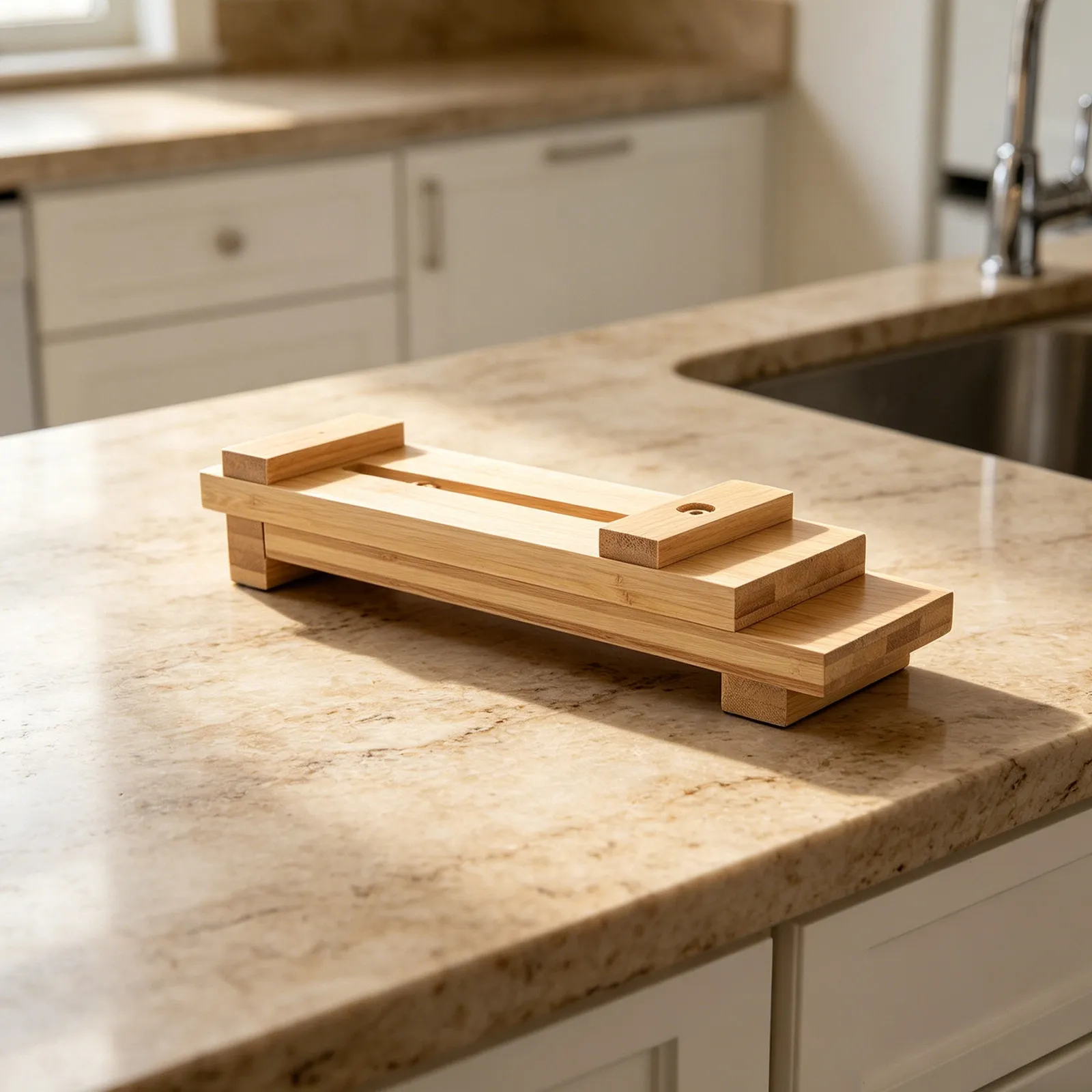 Bamboo Adjustable Whetstone Holder with Non-Slip Base for Knife Sharpening – Stable Sink Bridge Stone Stand
