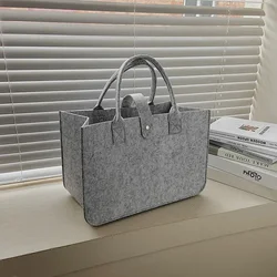 Bolso de mano de fieltro abierto para mujer, bolsa tejida de gran capacidad, a la moda, 2023