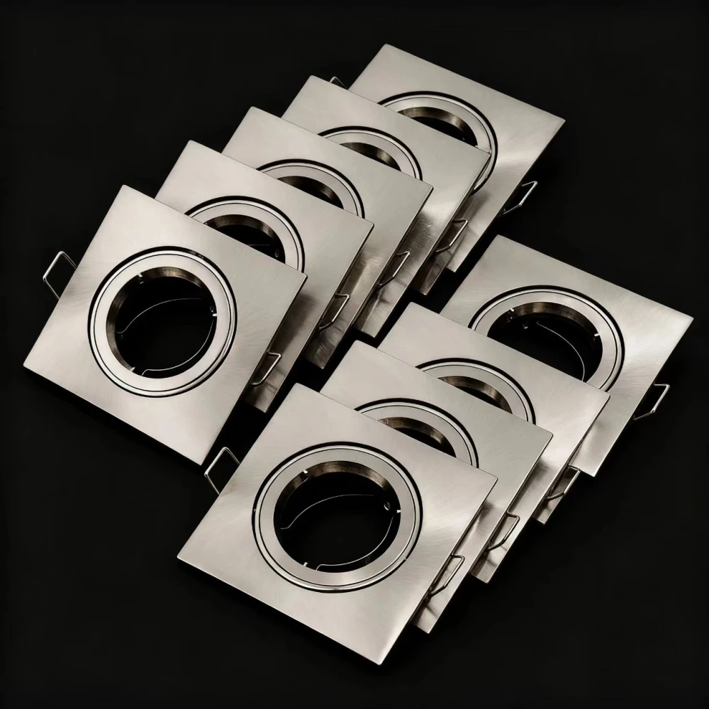 10pcs Square LED Recessed Ceiling Light gu10 mr16 Bulb Holder Nickel Adjustable Frame for GU10 MR16 E27 Bulb Fixture