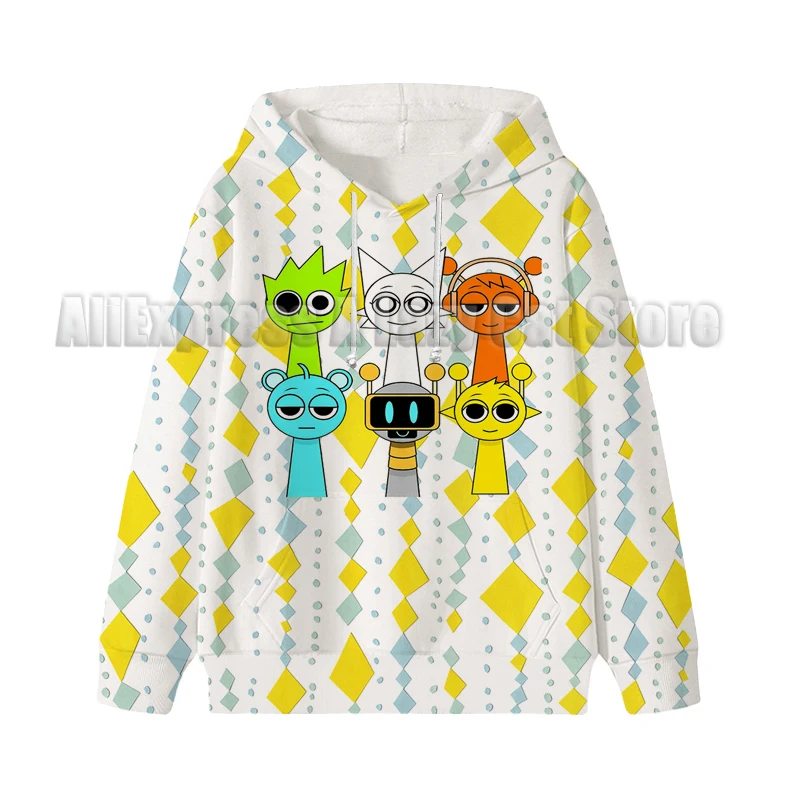 Толстовка с капюшоном Sprunki Incredibox, детская одежда с героями мультфильмов, игровая одежда для девочек и мальчиков, толстовка с капюшоном в стиле манга, детский повседневный топ