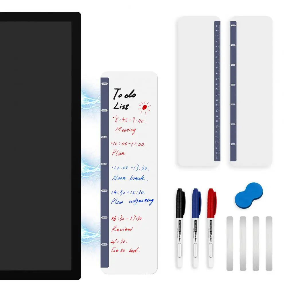 Notas Adhesivas magnéticas para Monitor de ordenador, pizarra blanca con tiras de Metal autoadhesivas, 2 paquetes, escritorio para computadora