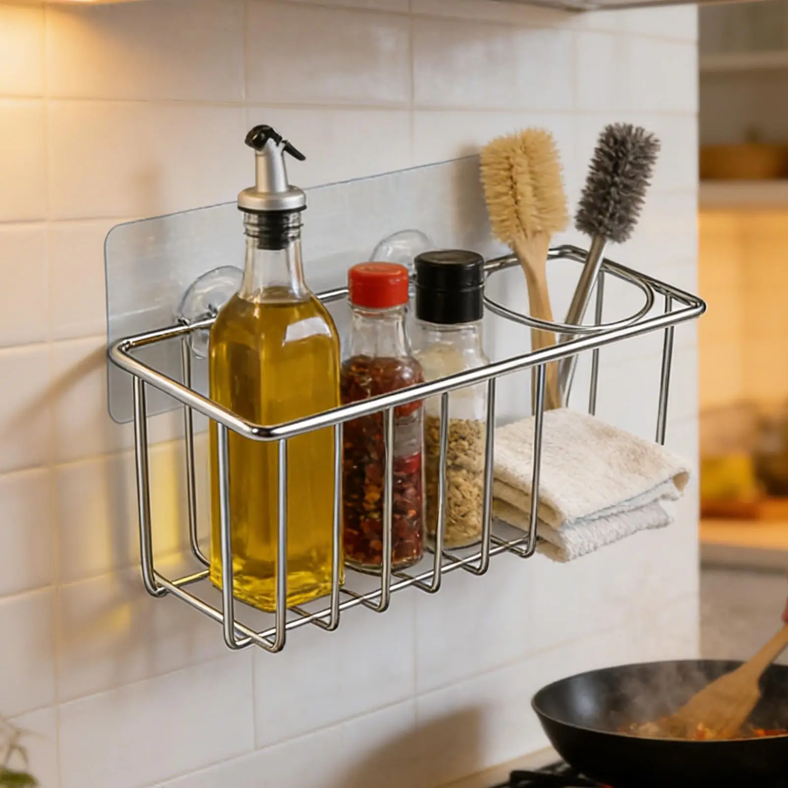 Kitchen Sponge Holder Dish Soap Storage Basket With Drainage Sponges Holder Basket For Kitchen Countertop Bathroom Restaurant