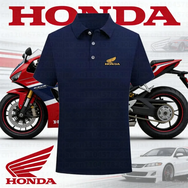 

Мужская футболка-поло Honda для мотоциклистов: новая, дышащая, модная, с принтом, городская, с коротким рукавом, свободного кроя, с отложным воротником, для гонок