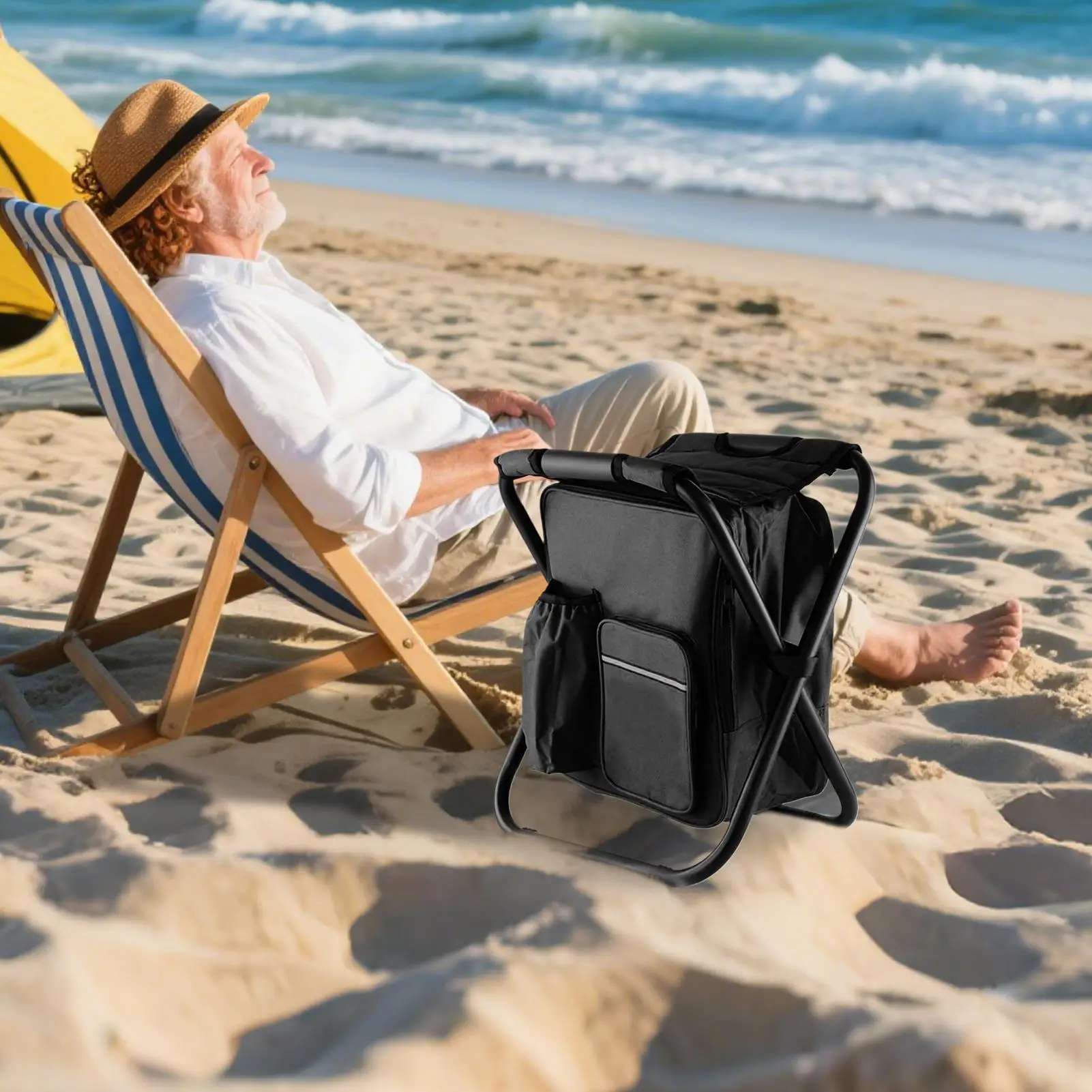 

Outdoor Camping Chair Portable Outdoor Chair Backpack Cooler Bag Camping Recliner For Hiking Travel Beach Park Festival Lawn