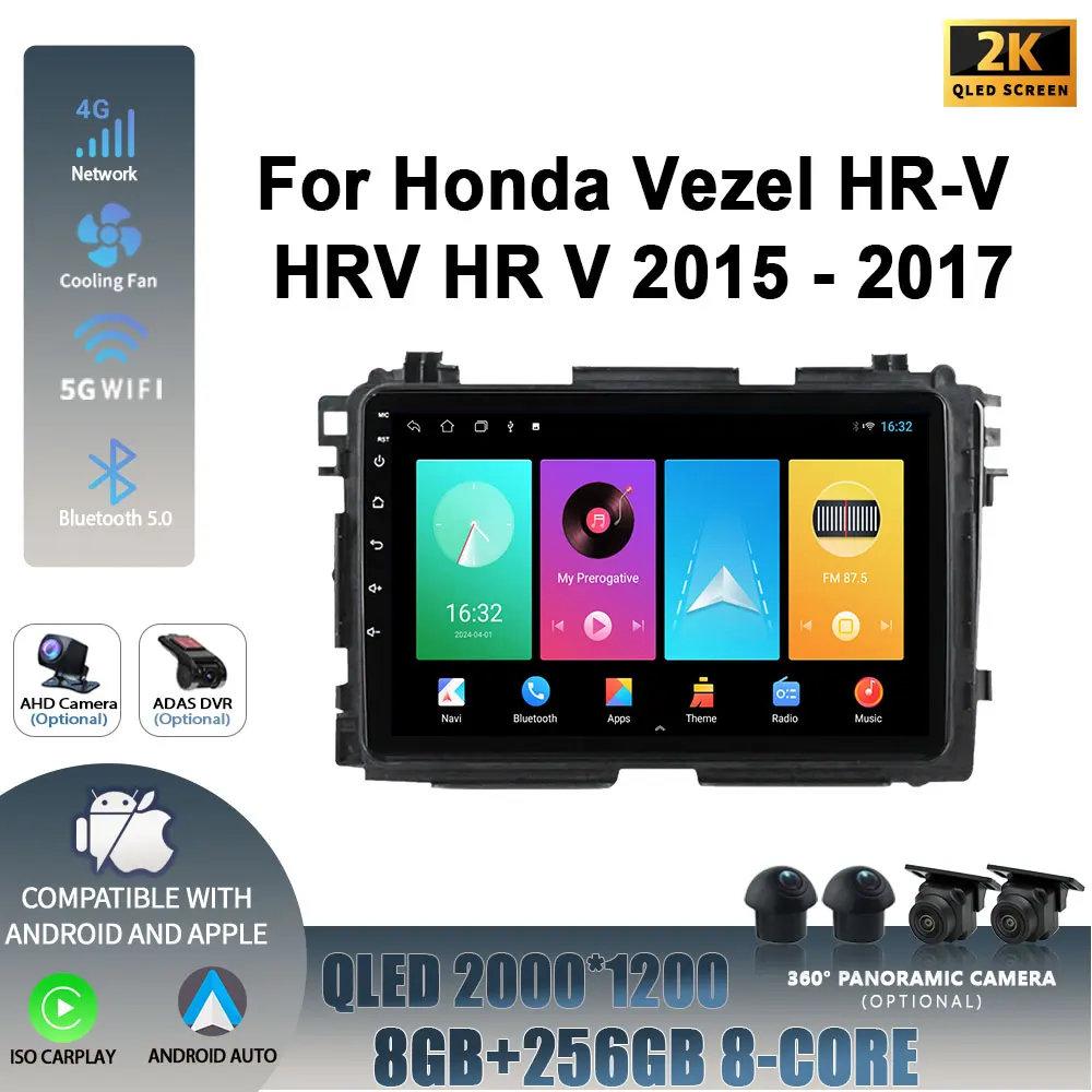 Android 14 For Honda Vezel HR-V HRV HR V 2015-2017 Wireless Carplay Stereo Screen Car Radio Multimedia Navigation Player 2DIN