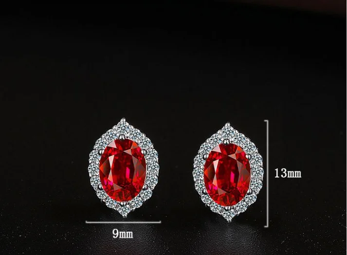 البيضاوي قطع العقيق الطبيعي الأحمر روبي 925 فضة وأقراط للمرأة بيان الموضة الأحجار الكريمة مجوهرات هدية حفلة