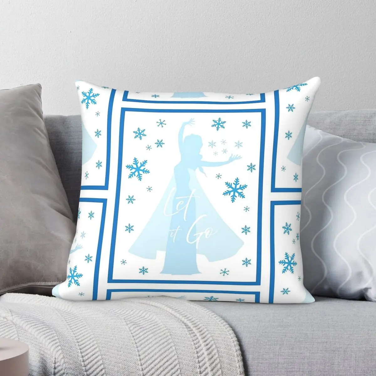 Let It Go Snowflakes Pillowcase Polyester Linen Velvet Creative Zip Decor Sofa Cushion Cover