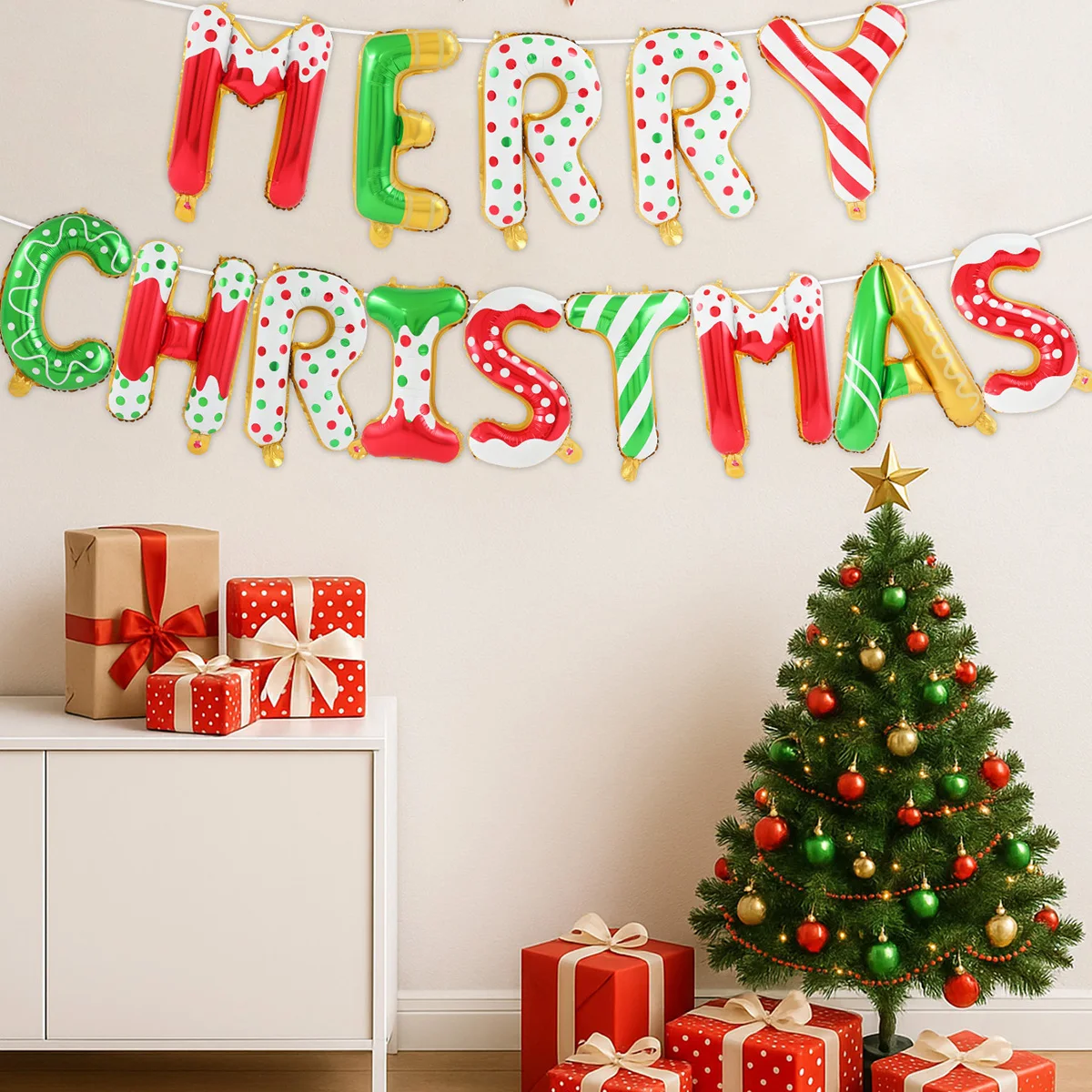 

Merry Christmas Letter Balloon Banner Christmas Theme Aluminum Foil Balloon For Xmas Party Supplies Christmas Hanging Decor 2025