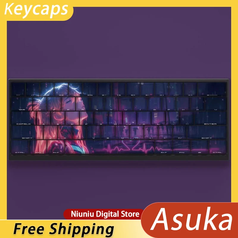 

Asuka Langley Keycap PBT Material Thermal Sublimation Process Original Factory Height Side Engraved Translucent Personalization
