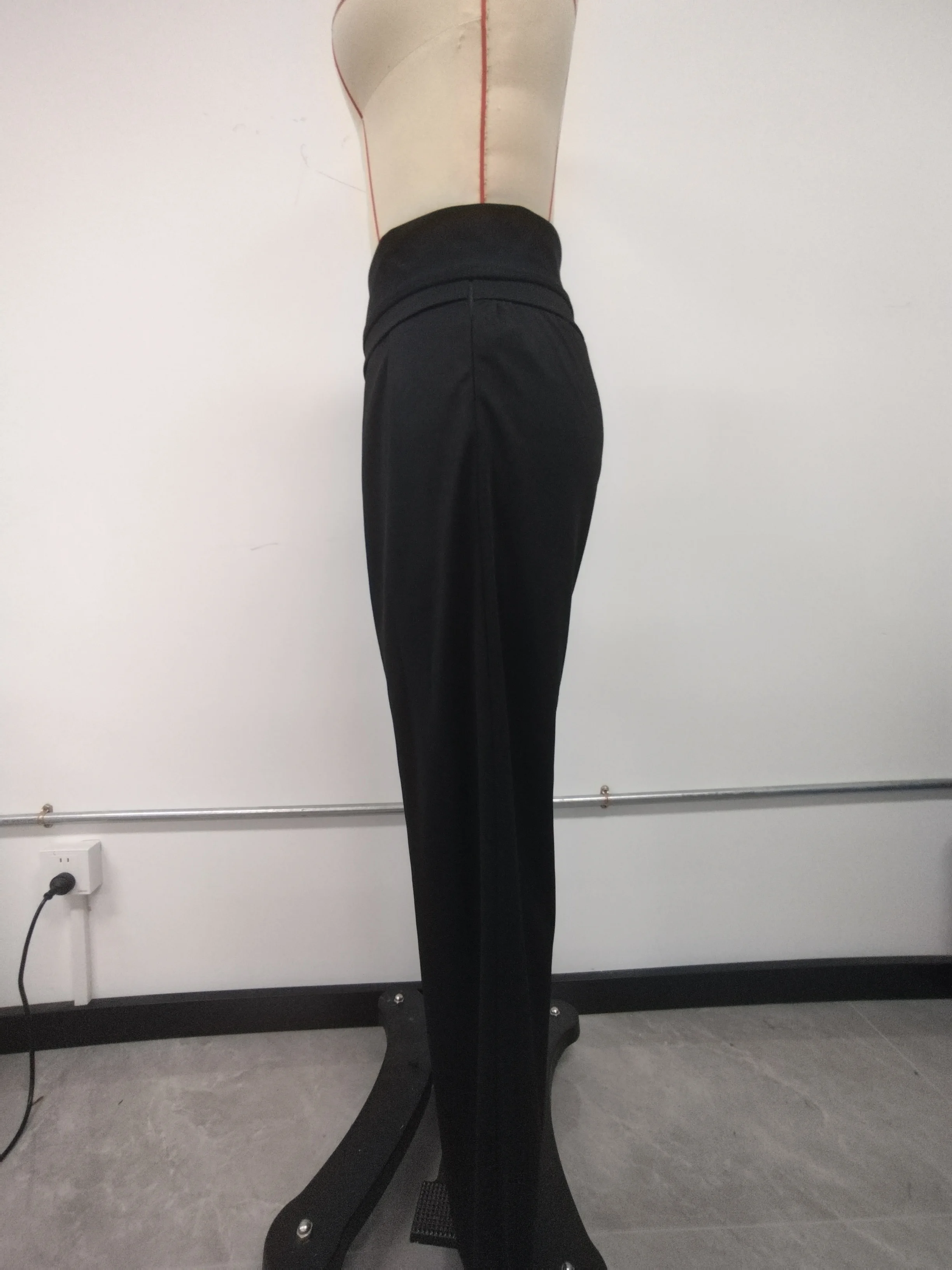 Neue Damen-Hosen mit weitem Bein, formelle Bürokleidung, Frühling/Herbst, schwarze High-Waist-Wickelhosen für den täglichen Streetwear-Look. – Detail 12
