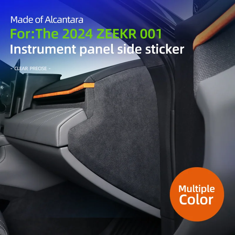 

For ZEEKR 001 2024 Decorative sticker on the side triangular panel of the car instrument panel Alcantara suede car accessories