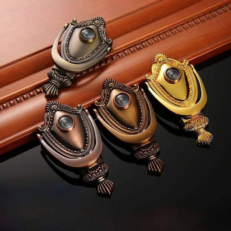 JD Zinc Alloy Ring Knocker Modern Minimalist Door Security Green Bronze Door Knocking Furniture Handle