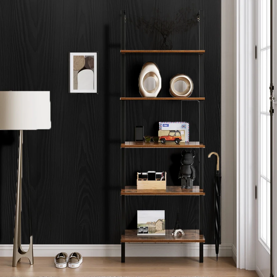 1 Roll of Normcore Black Wood Grain Vinyl Wallpaper, Waterproof Self-Adhesive Contact Paper, Living Room, Kitchen, Home and Dormitory Wall Furniture Decorative Wallpaper