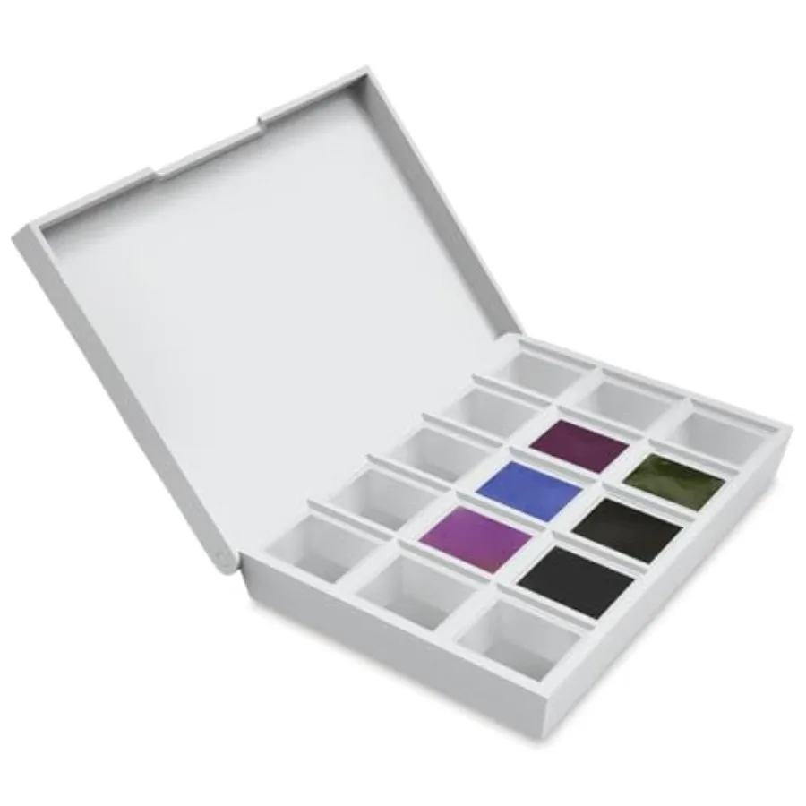 

Hand Poured Watercolor, Half Pans, Colors of Inspiration Set with 6 Watercolor Half Pans, 9 Empty Half Pans, 1 Plastic Travel C
