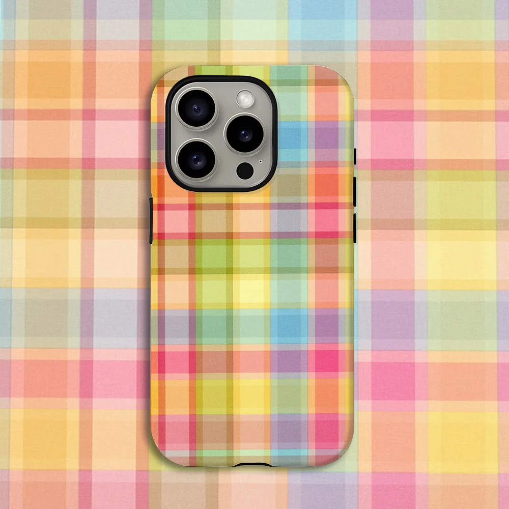 Fashion Colorful Plaid Phone Case for Samsung Galaxy S20 S23 S24 S25 S26 FE Plus Ultra Edge 4G 5G Luxury Double-layer Back Cover