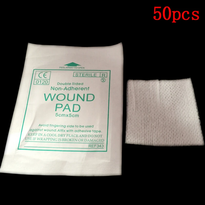 Kit de premiers soins absorbant l'eau, feuille non tissée, tampon de succion de sang, accessoires de trousse de premiers soins, 5x5cm, 50 pièces