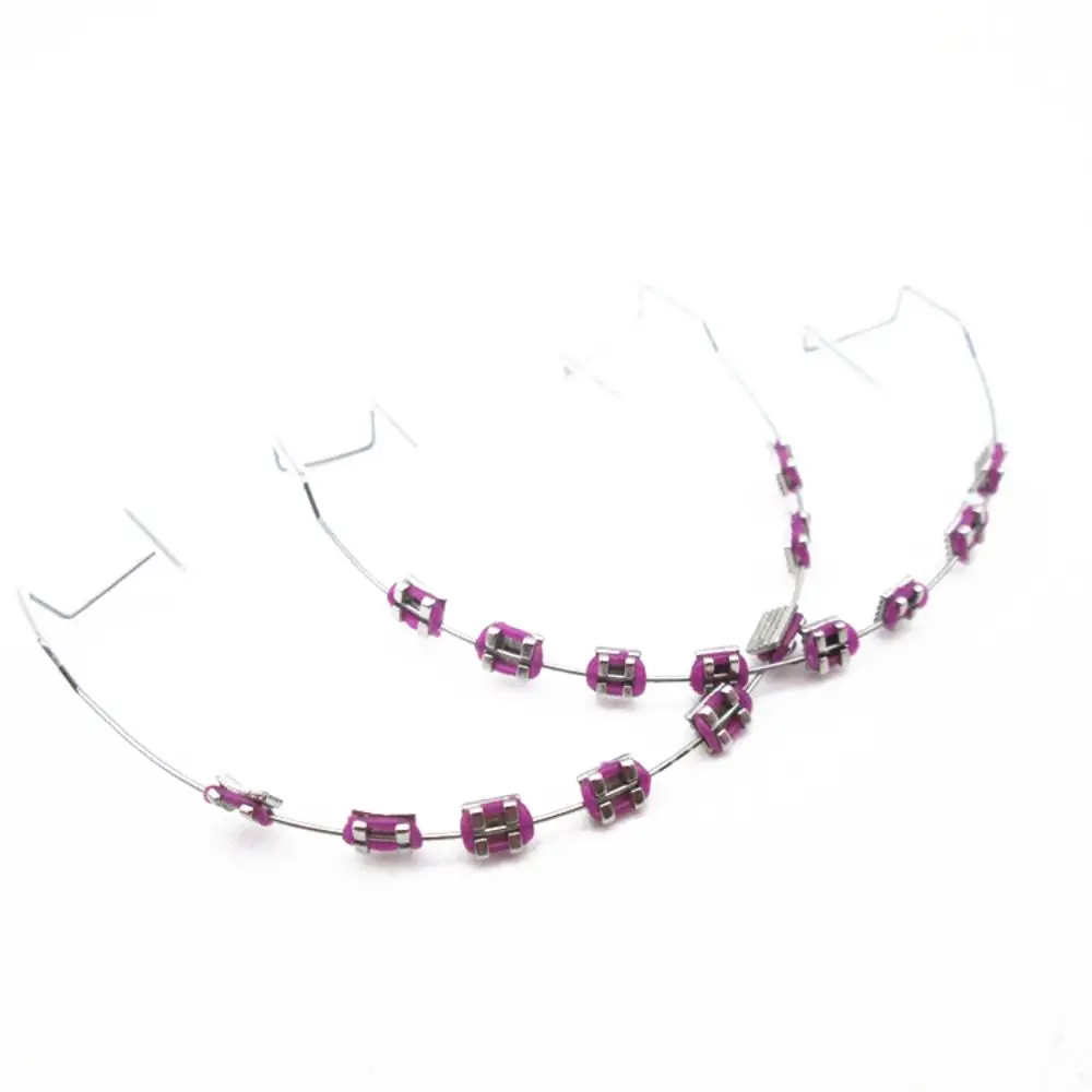 1 pair Colorful Temporary Tooth Decoration with Metal Wires Dental Decorations Orthodontic Ligature Ties Fake Brackets Braces
