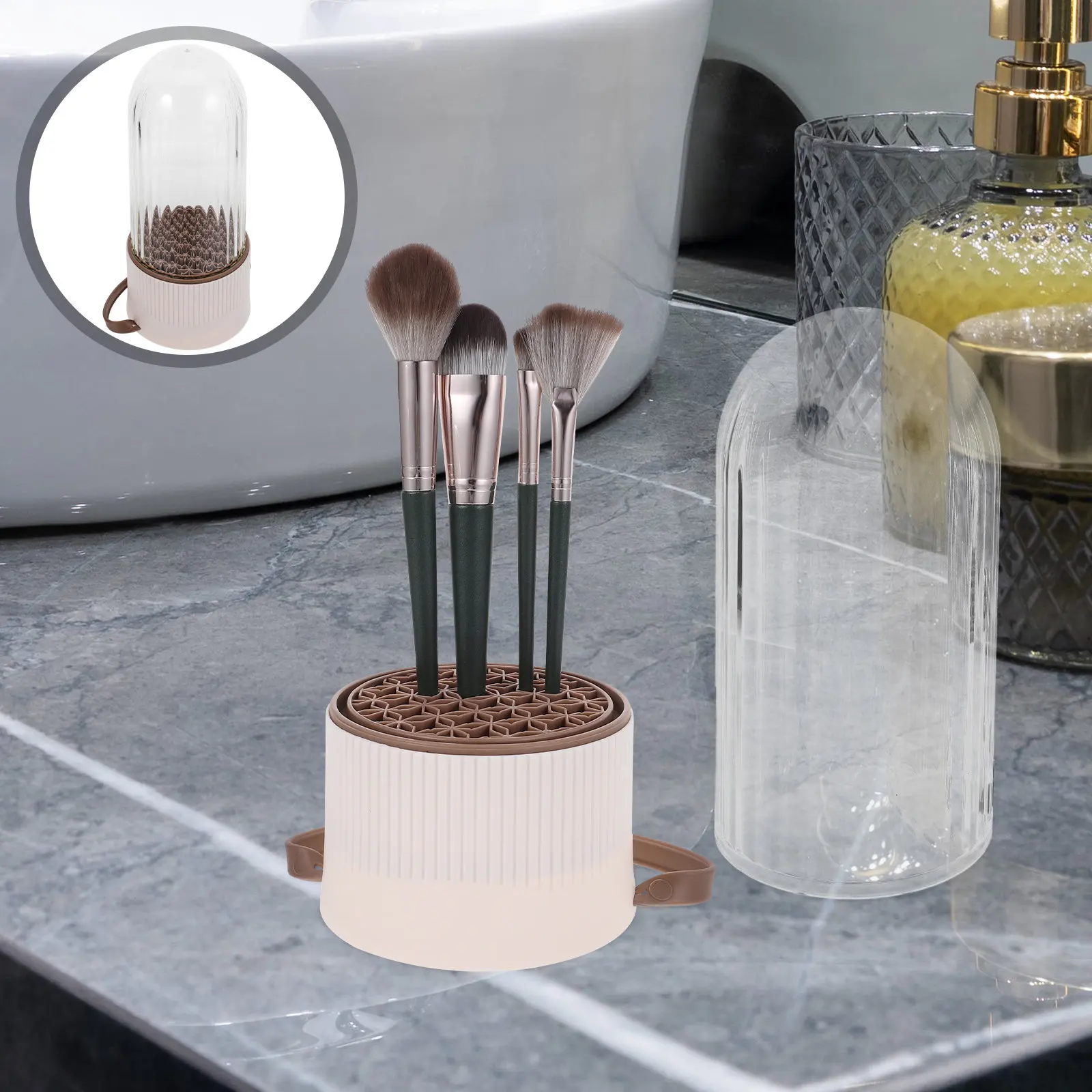 Organisateur portable pour éponges et pinceaux de maquillage en silicone, boîte de nettoyage, support de séchage pour pinceaux de maquillage pour femmes