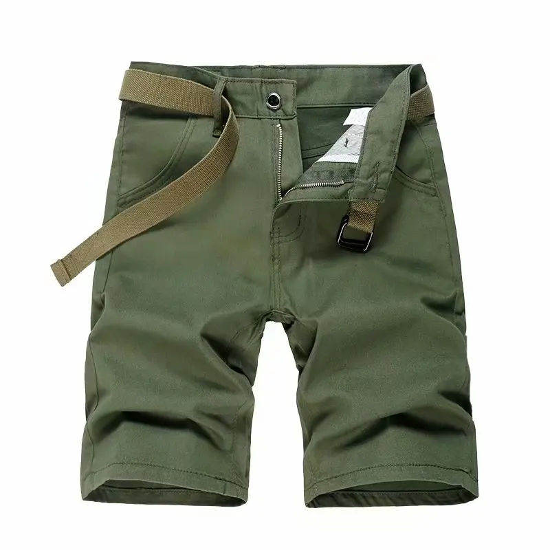

Pure Cotton Men's Summer Slim Fit Casual Workwear Vintage Shorts Elastic Thin Three-Quarter Lengths Straight Leg Sport Pants