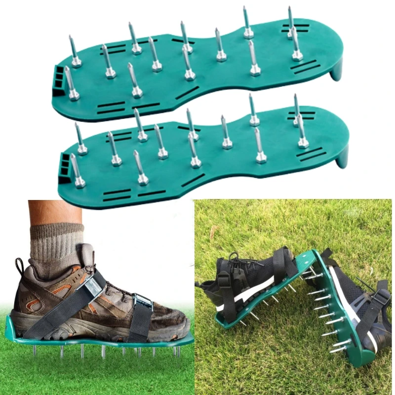 Lawn Aerator Shoes New arrival with 6 shoelace Garden Yard Grass Cultivator Scarification Nail Tool LS'D