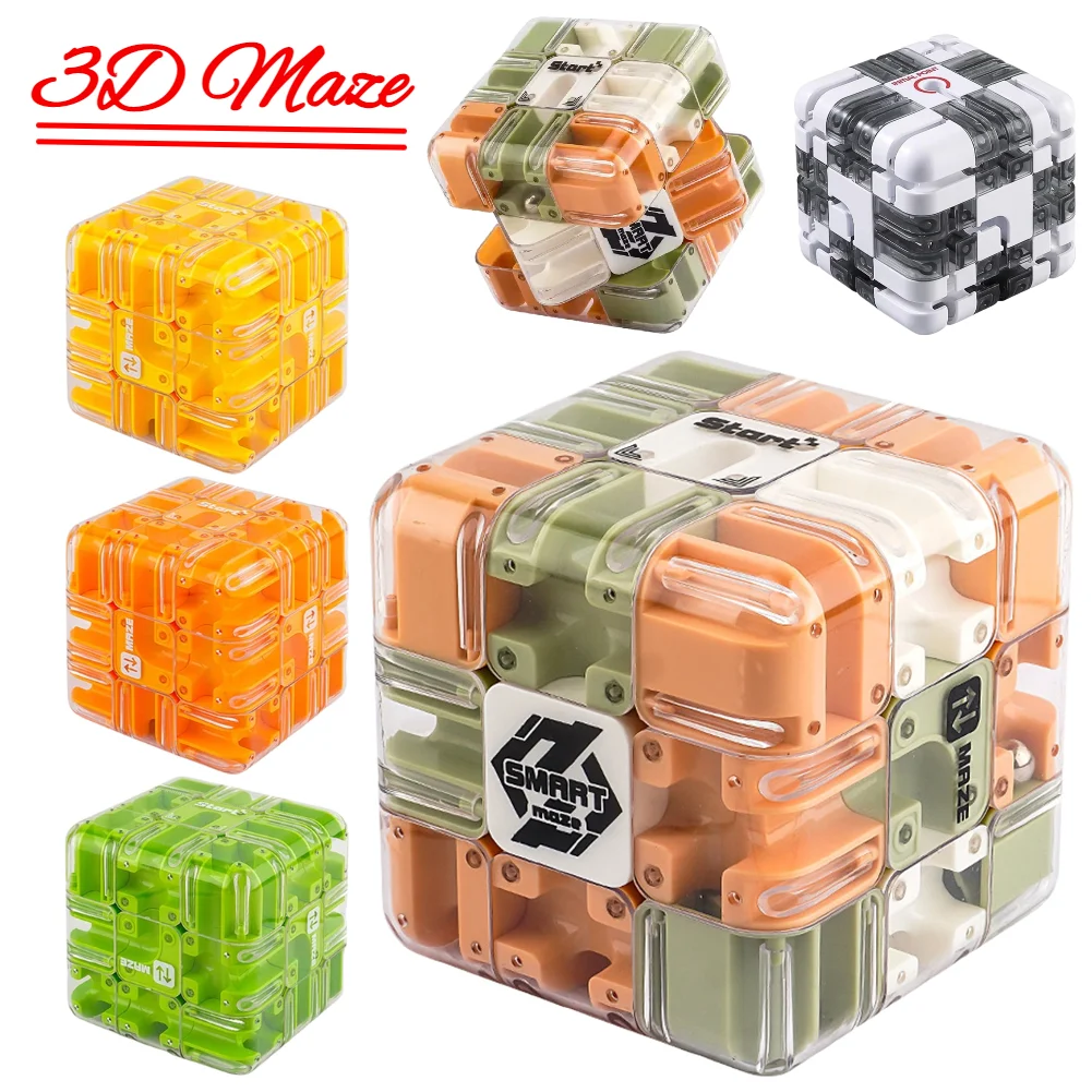 Labirinto 3D Cubo magico Agitarsi Giocattoli Labirinto per bambini Puzzle creativo Cubo di intelligenza Pensiero logico Giocattoli educativi antistress