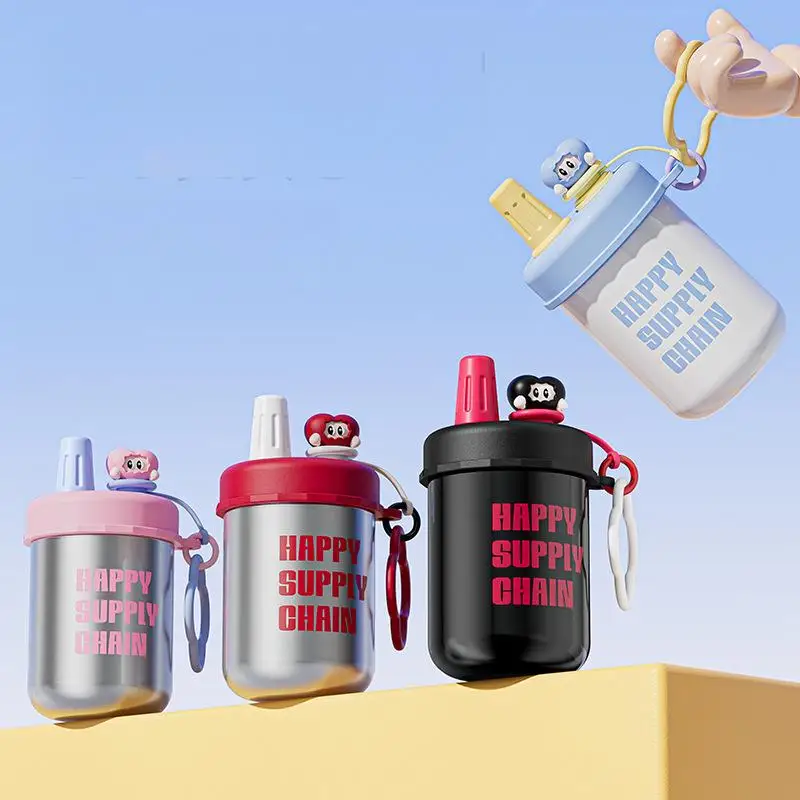 

Термос из нержавеющей стали с двойными стенками и высоким эстетическим дизайном, вакуумная термокружка для детей с соломинкой и кофейная термокружка