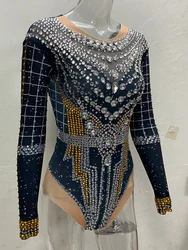 High quality rhinestone jumpsuit nightclub performance costume pole dance stage costume women's shiny jumpsuit