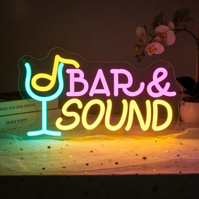 

Music Note Bar Sound Neon Sign Dimmable LED Neon Light for Wedding Birthday Party Cocktail Bar Music Festival Man Cave Wall Art