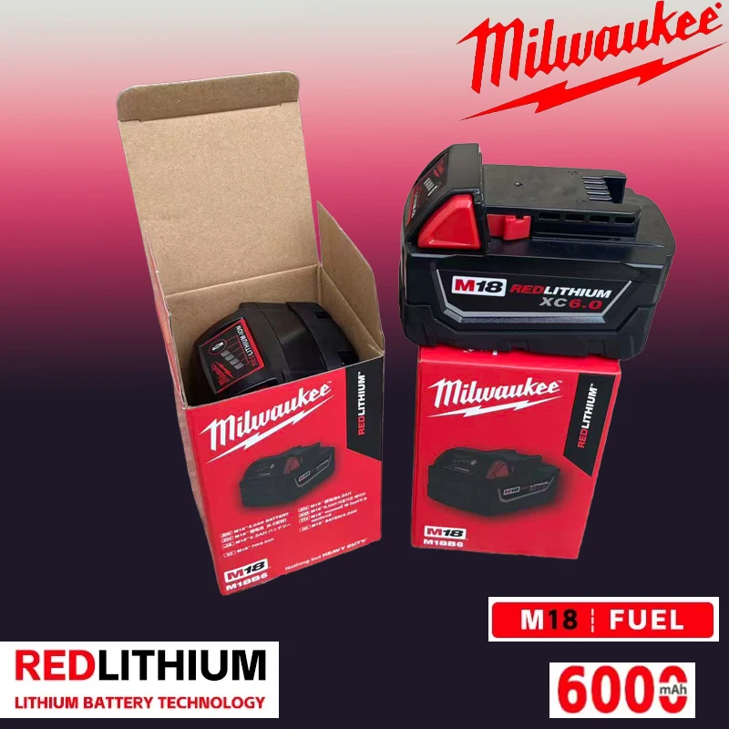 

Milwaukee M18 6Ah Li-ion Battery, Reliable Performance, Overcharge Protection, Suitable for Professional & Home DIY Power Tools