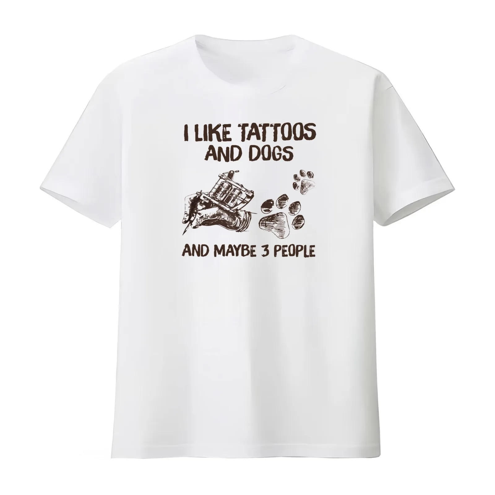 I Like Tattoos And Dogs And Maybe 3 People T-Shirt Summer Casual Cotton Tee Oversized Streetwear Tops Vintage Graphic Print