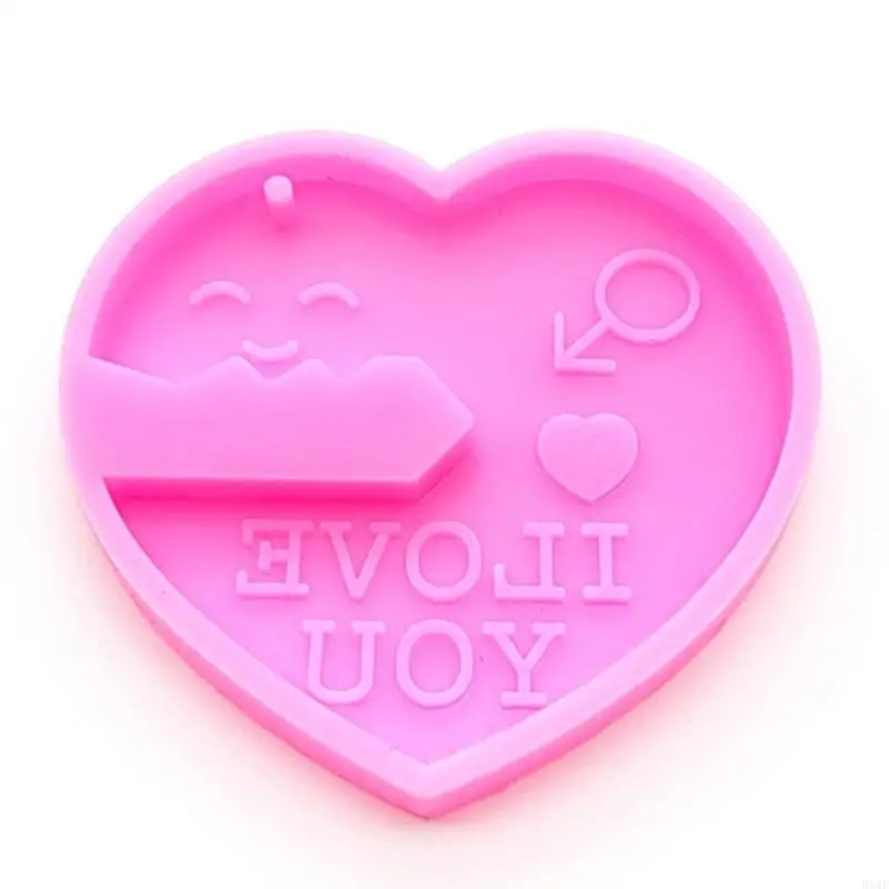 918F Silicone Resin Keychain Mold Love Heart for Key Chain Molds DIY Jewelry Making M