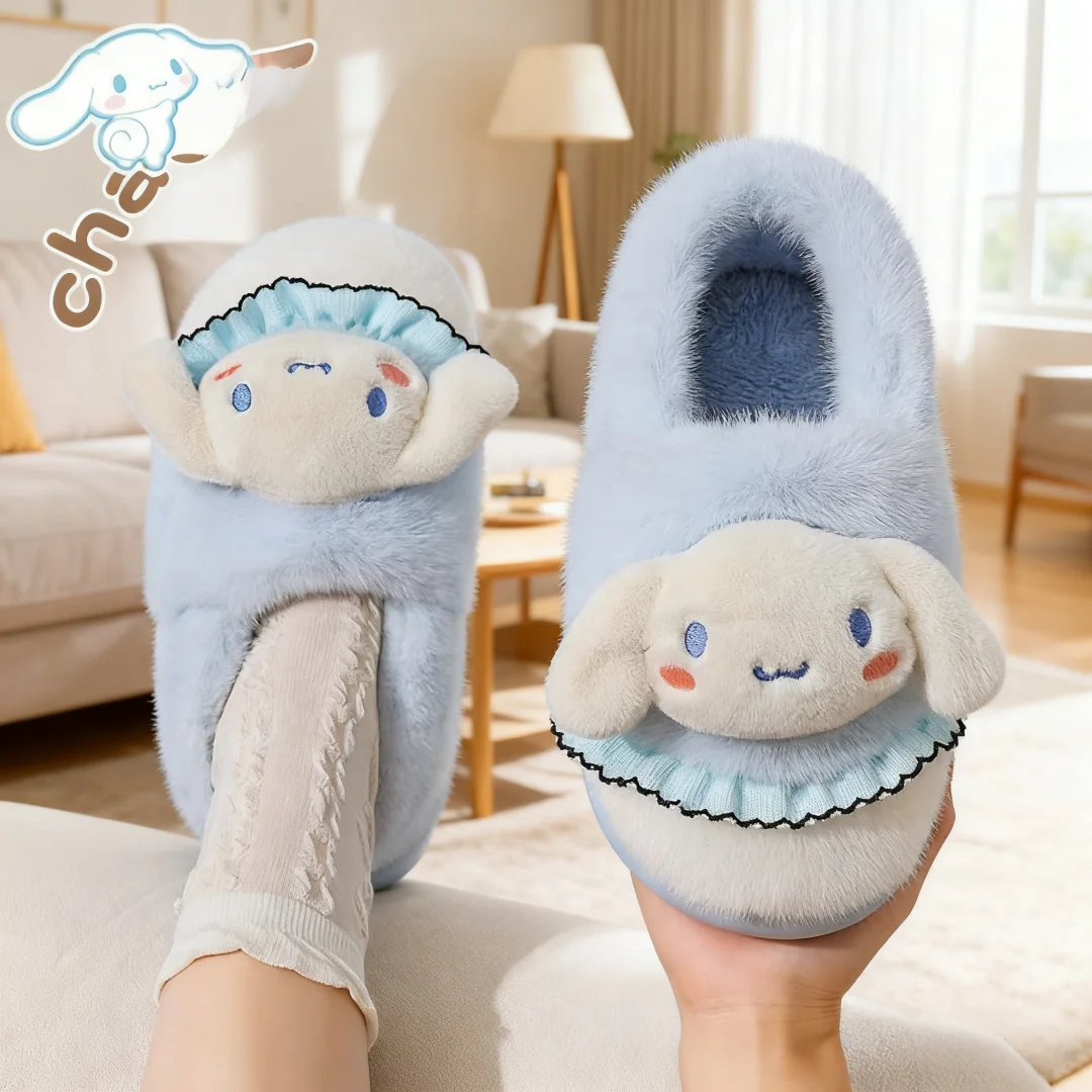 

Детские тапочки Домашняя обувь ​ Зимняя обувь Kuromi с рисунком каблука для девочек, теплая противоскользящая розовая обувь Pruple, размер 35-41