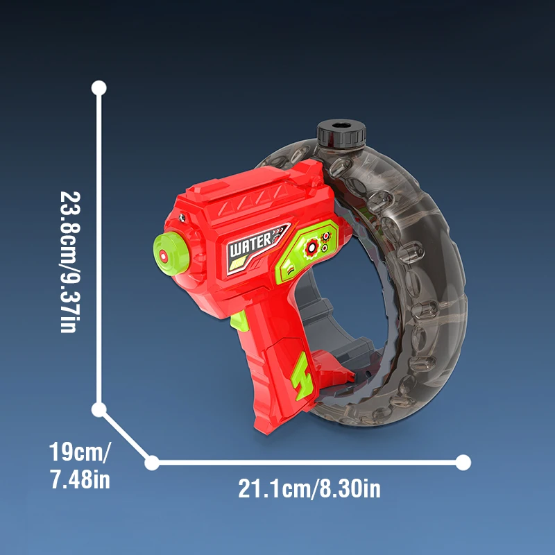 Grande anel de pistola de água elétrica portátil espaço concentrador luz fria grande capacidade blaster batalha tiro arma para crianças