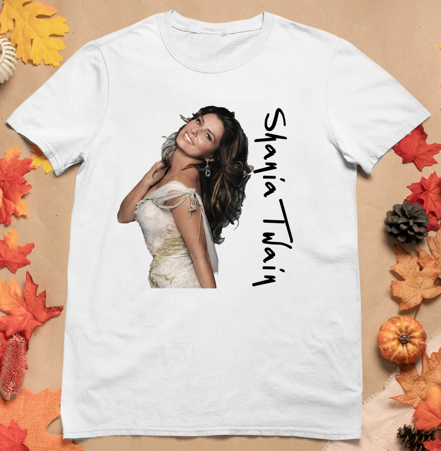 Shania Twain Photo Signed Men T-shirt White Cotton Tee All Sizes