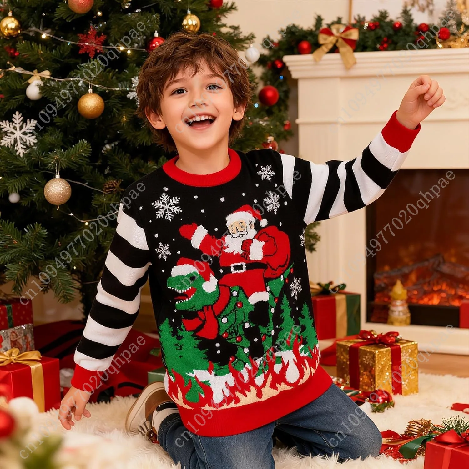 TUONROAD 7-14 سنة الفتيان والفتيات سترة عيد الميلاد القبيحة ثلاثية الأبعاد مطبوعة عطلة الشيطان كلوز البلوز للأطفال بلوزات #3