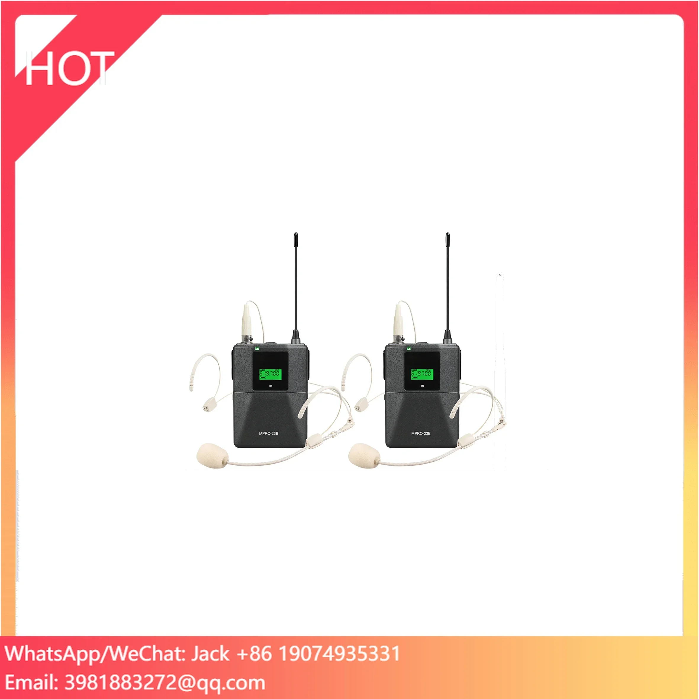 

Dual Channel Belt-pack UHF Wireless Headset Microphone With Built-in Feedback Suppressor