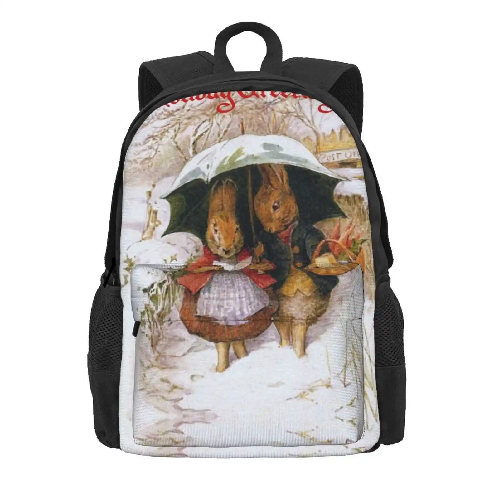 Holiday Greetings Rabbits - Beatrix Potter Hot Sale Schoolbag Backpack Fashion Bags Holiday Greetings Beatrix Potter Rabbits